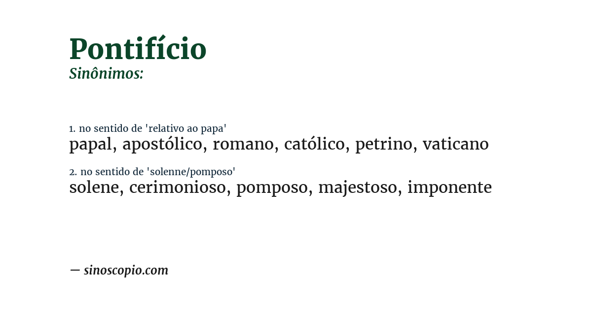 Sinônimo de pontifício