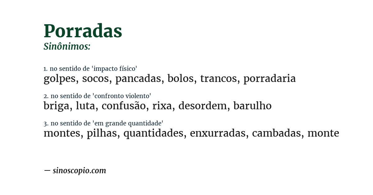 Sinônimo de porradas