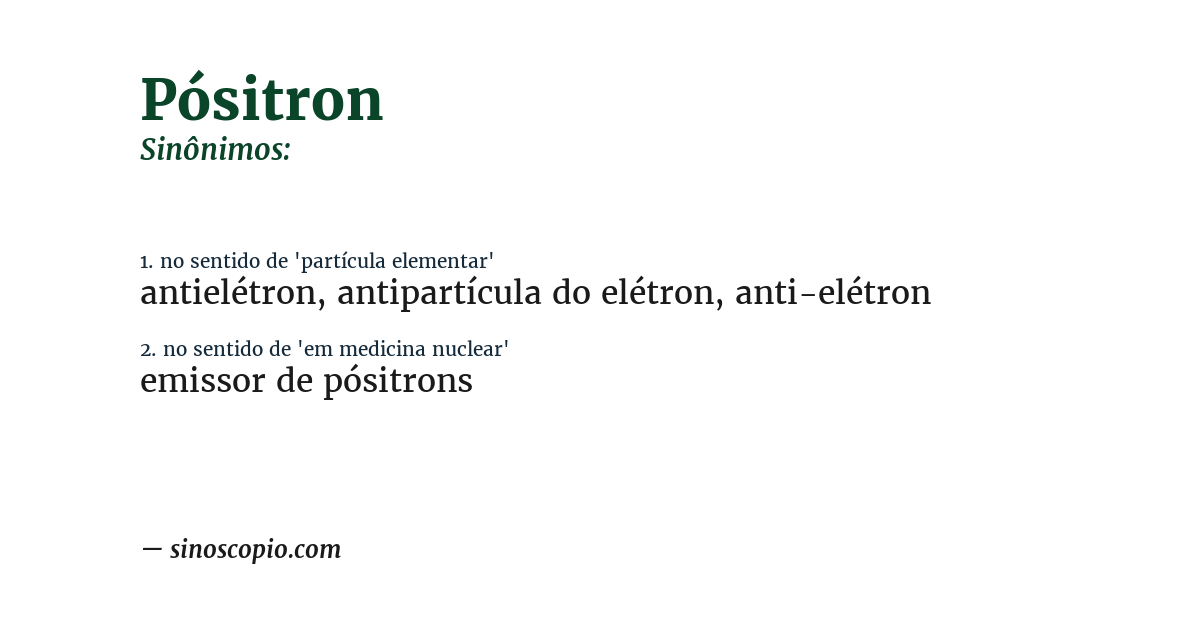 Sinônimo de pósitron