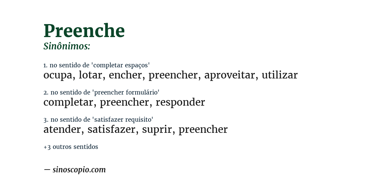 Sinônimo de preenche