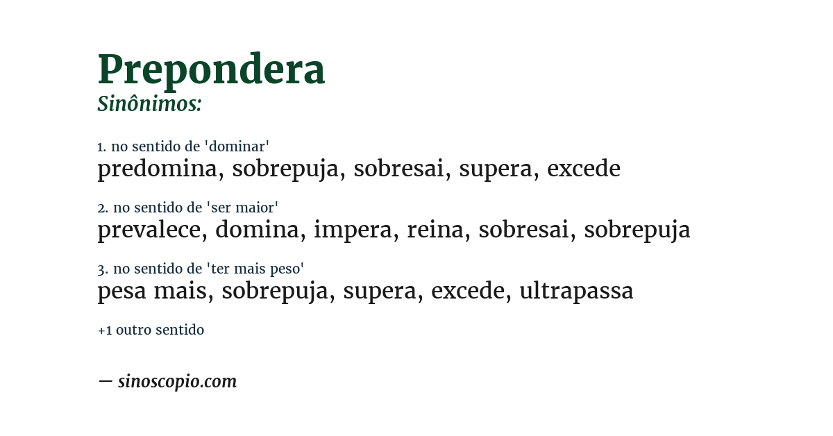 Sinônimo de prepondera