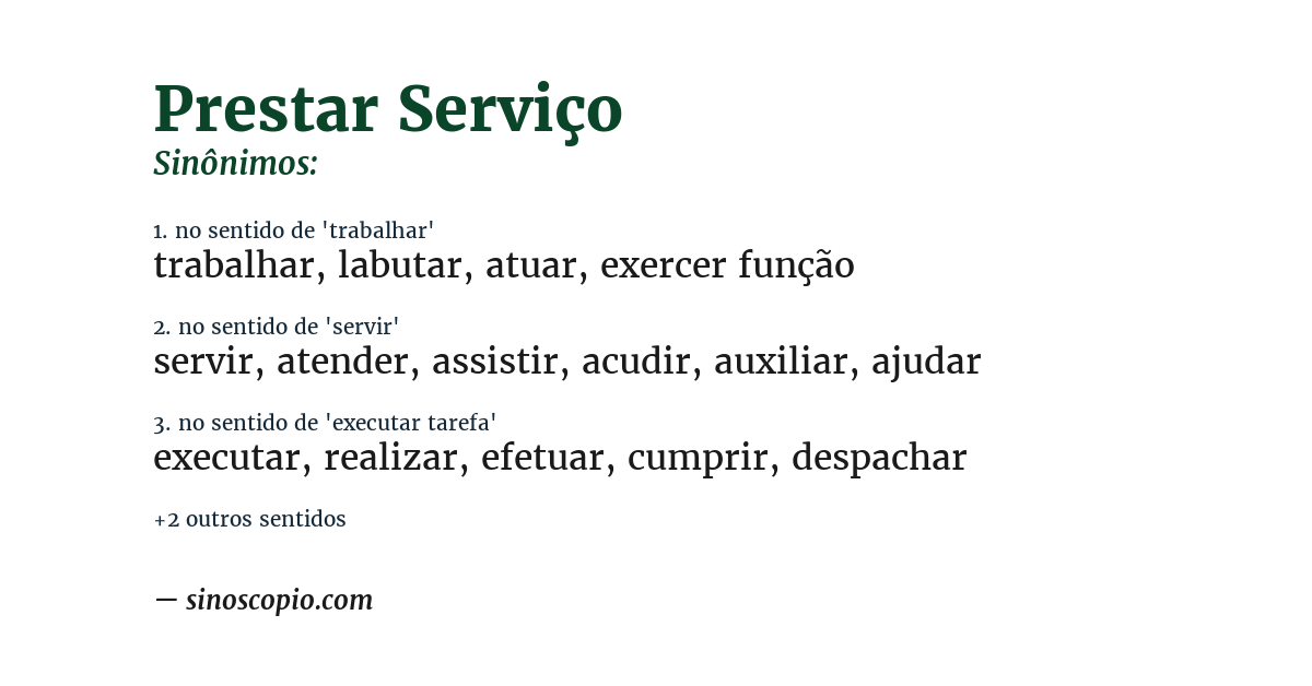 Sinônimo de prestar serviço