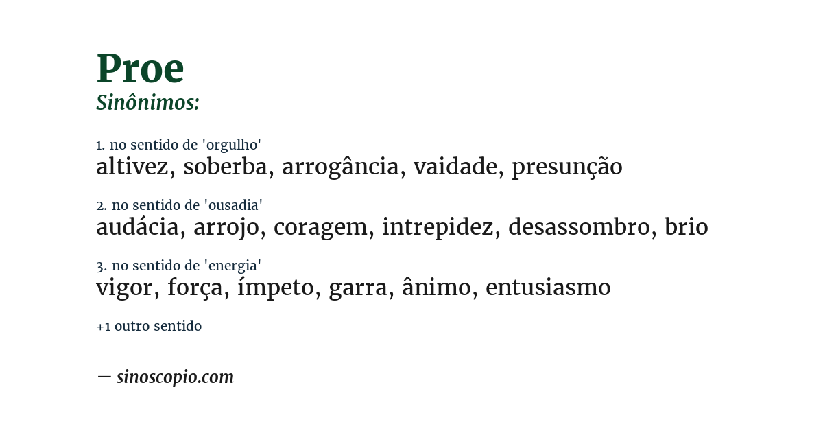 Sinônimo de proe