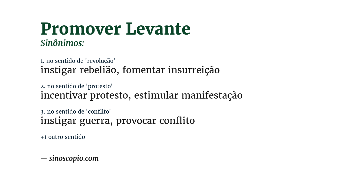 Sinônimo de promover levante