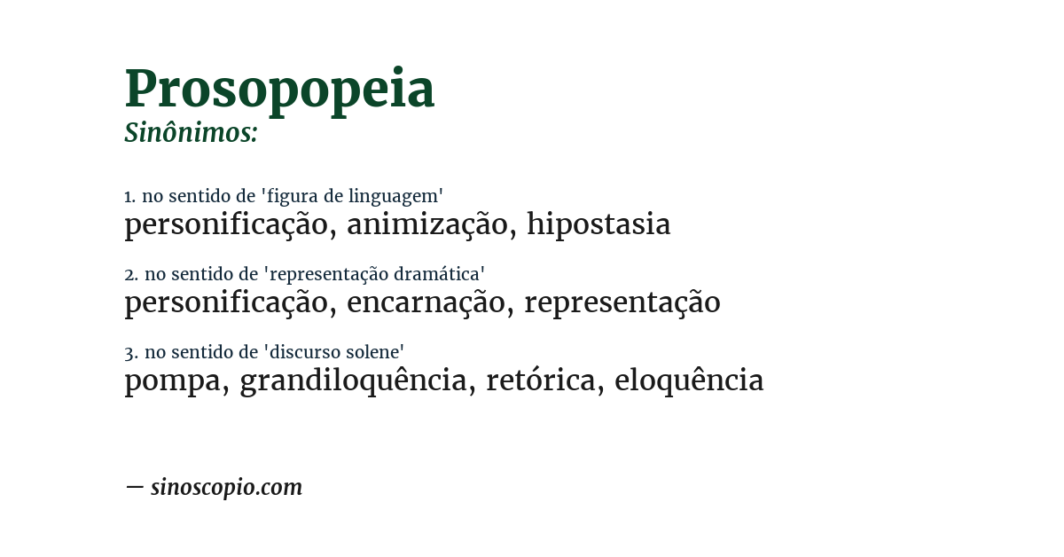 Sinônimo de prosopopeia
