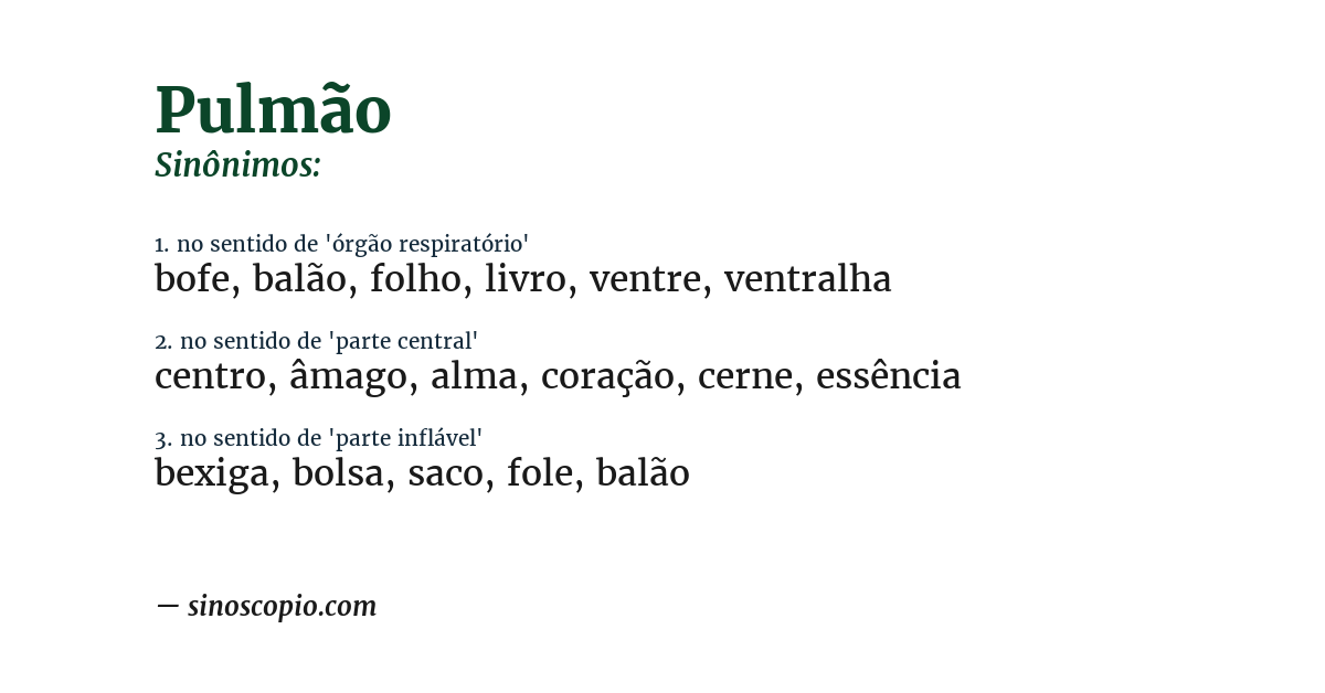 Sinônimo de pulmão