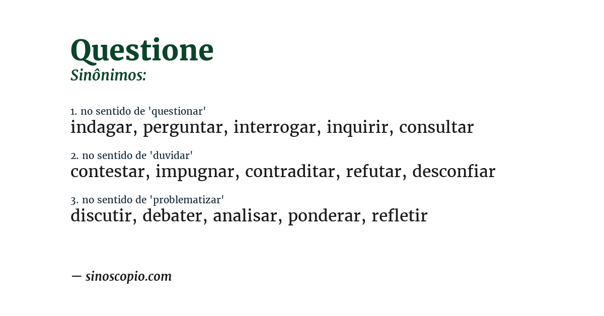 Sinônimo de questione