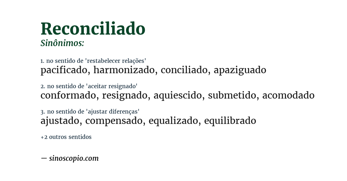 Sinônimo de reconciliado