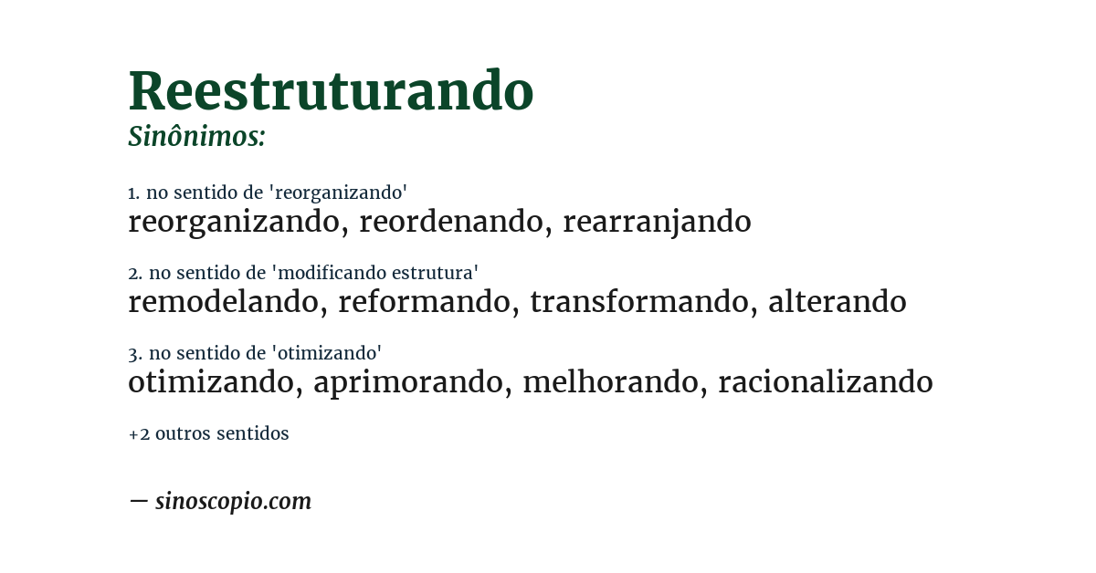Sinônimo de reestruturando