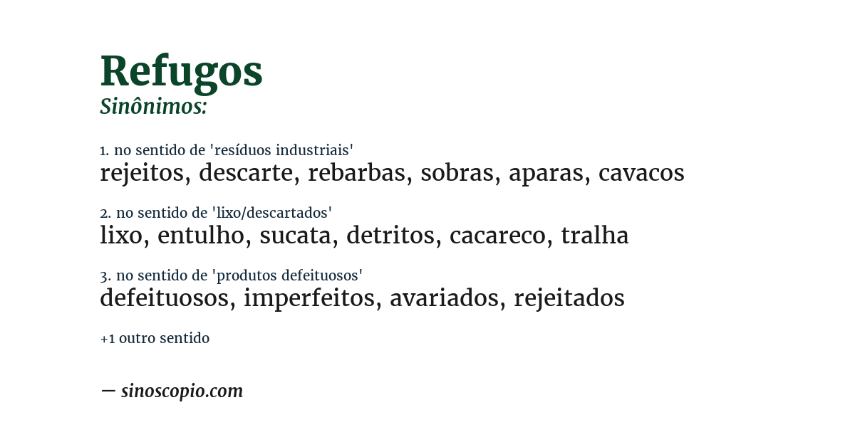 Sinônimo de refugos