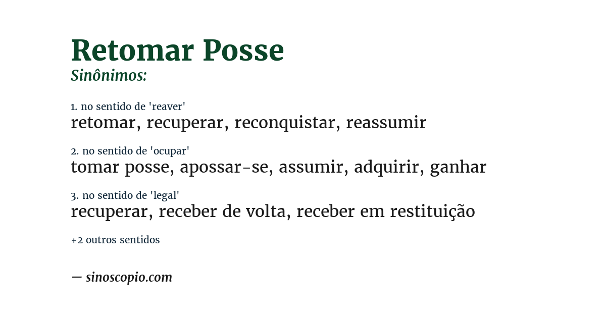 Sinônimo de retomar posse