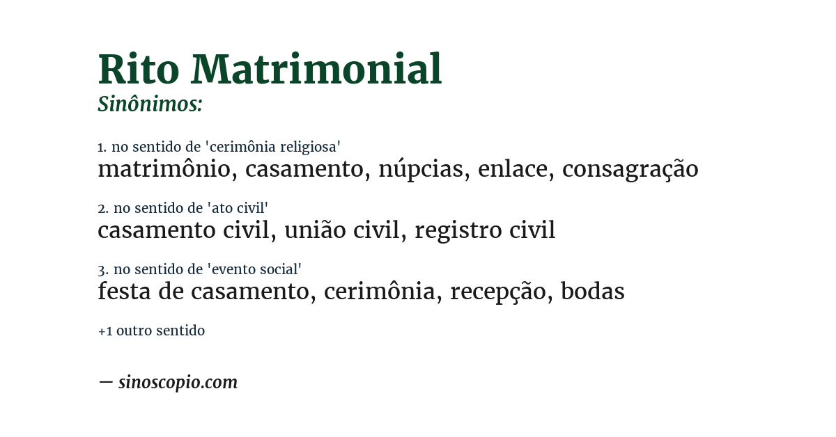 Sinônimo de rito matrimonial