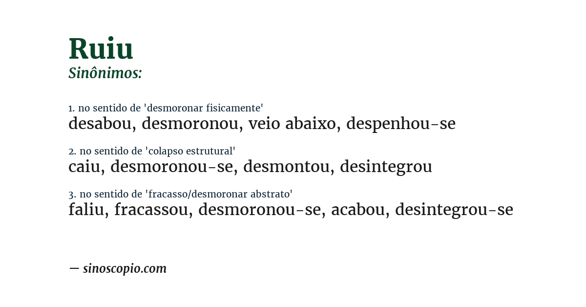 Sinônimo de ruiu