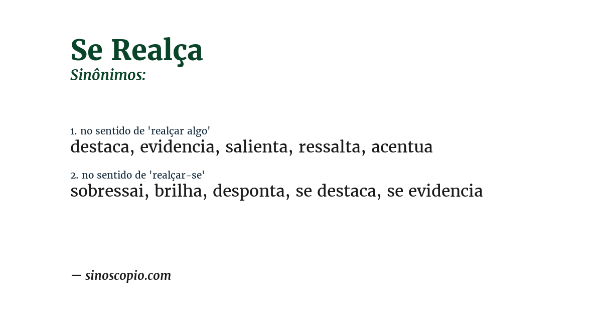Sinônimo de se realça