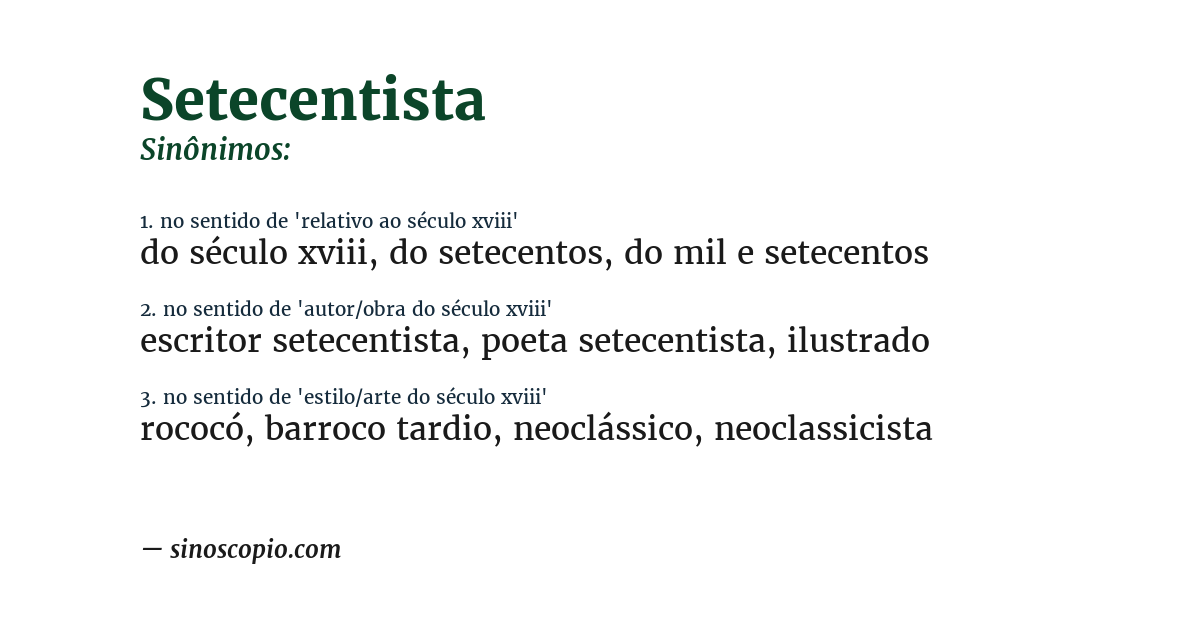 Sinônimo de setecentista