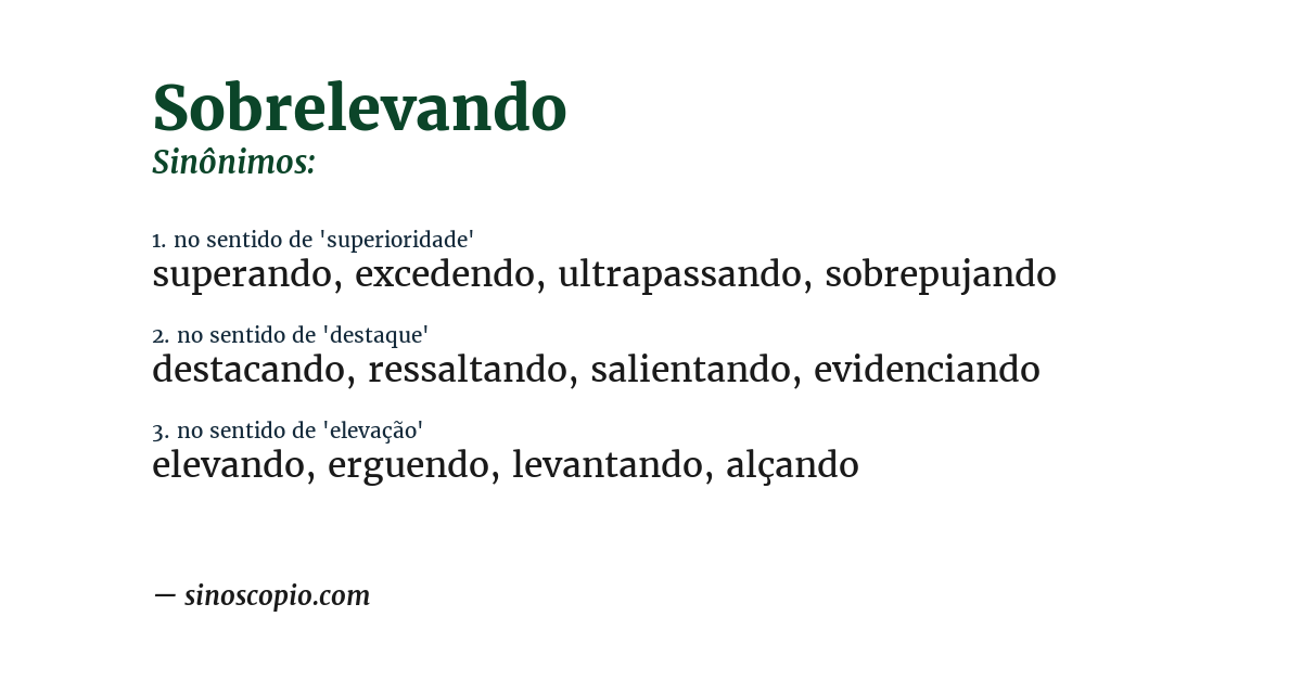 Sinônimo de sobrelevando