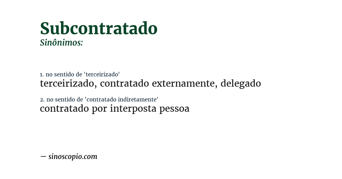Sinônimo de subcontratado