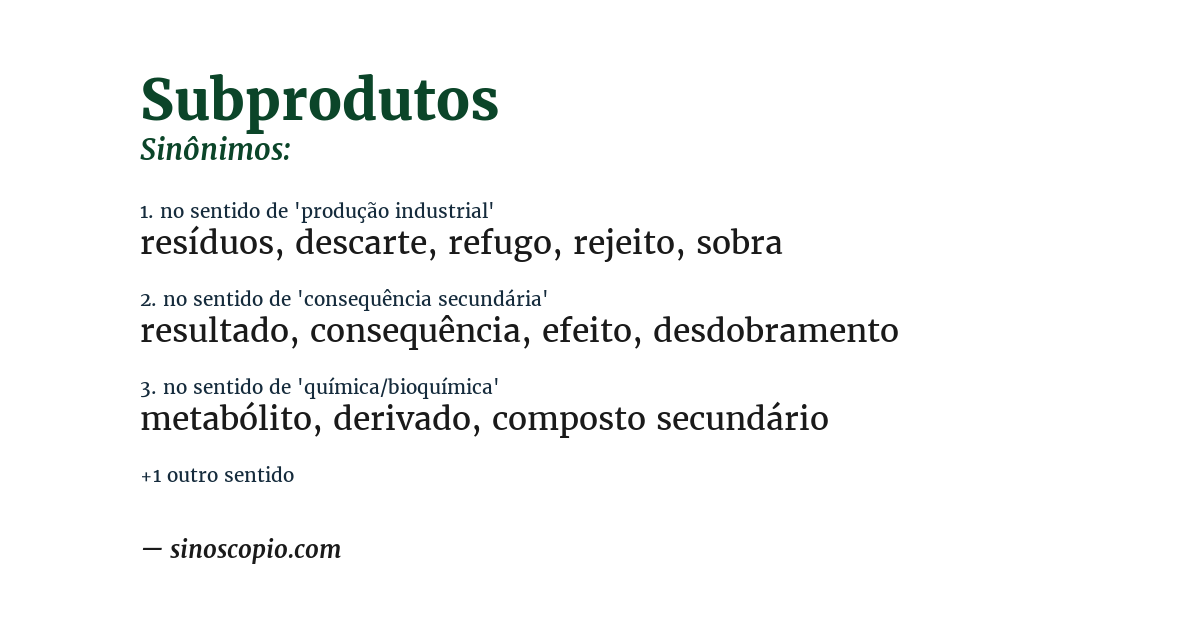 Sinônimo de subprodutos