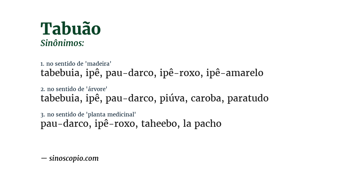 Sinônimo de tabuão