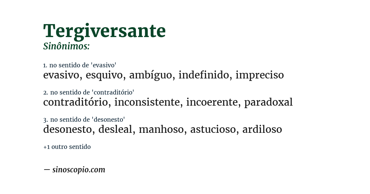 Sinônimo de tergiversante