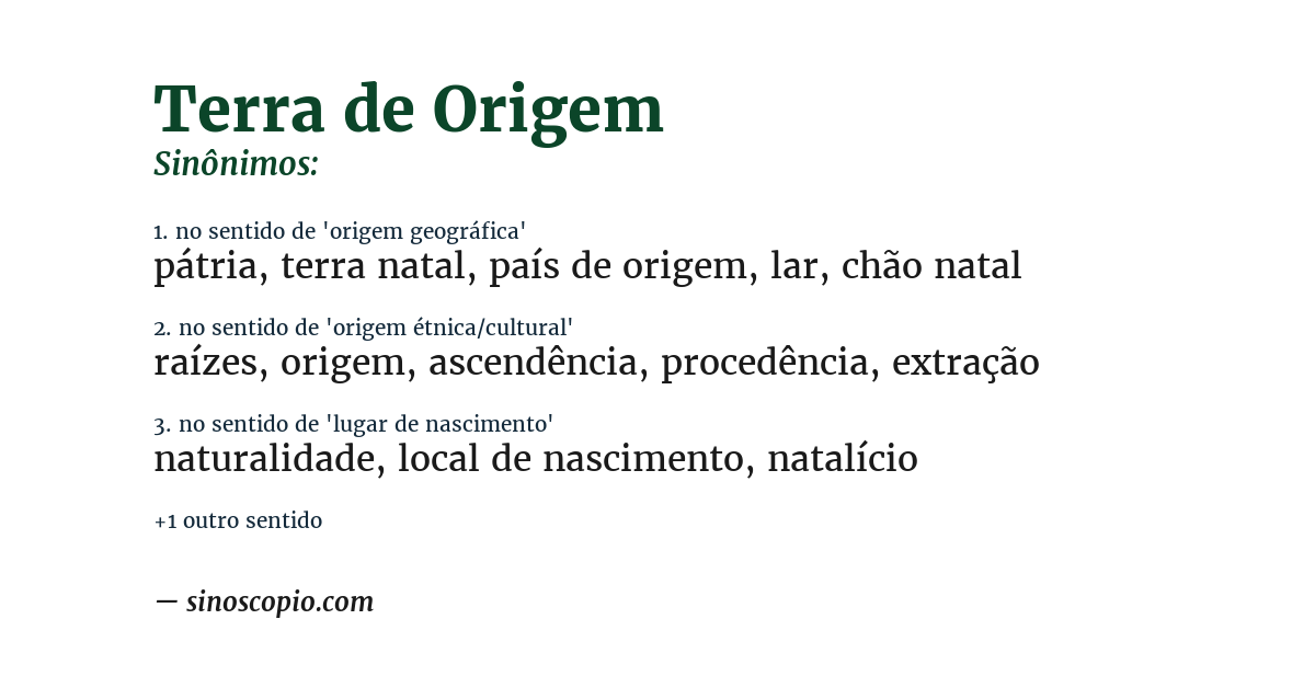 Sinônimo de terra de origem