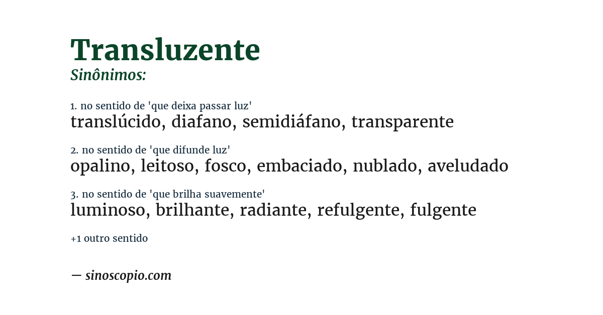 Sinônimo de transluzente