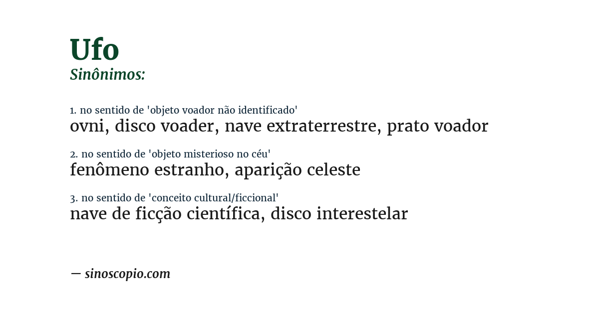 Sinônimo de ufo