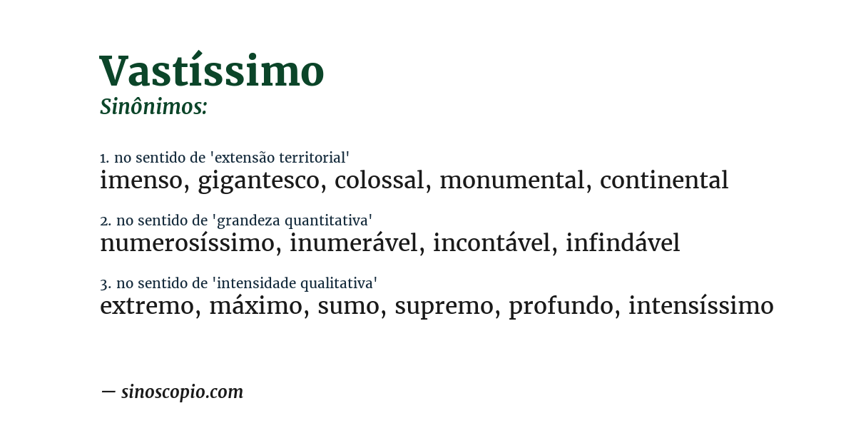 Sinônimo de vastíssimo