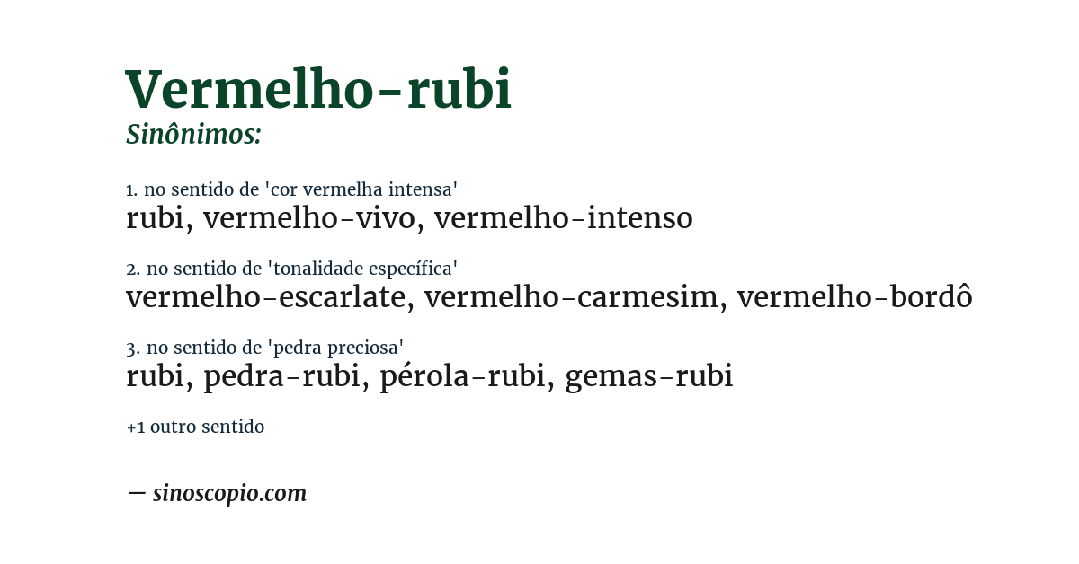 Sinônimo de vermelho-rubi