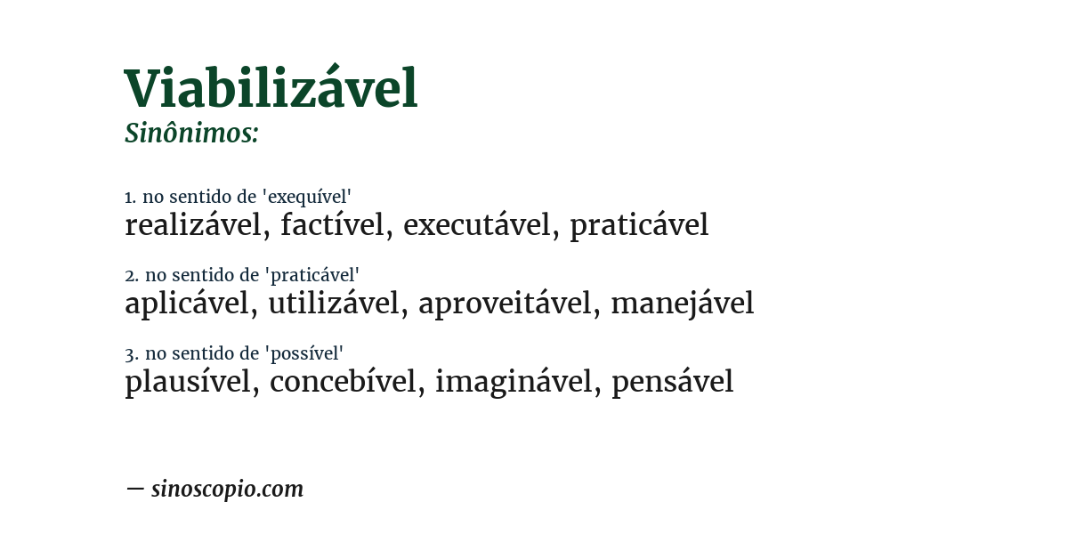 Sinônimo de viabilizável