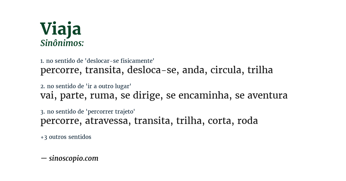 Sinônimo de viaja