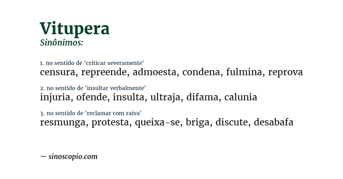 Sinônimo de vitupera