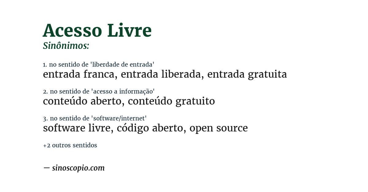 Sinônimo de acesso livre