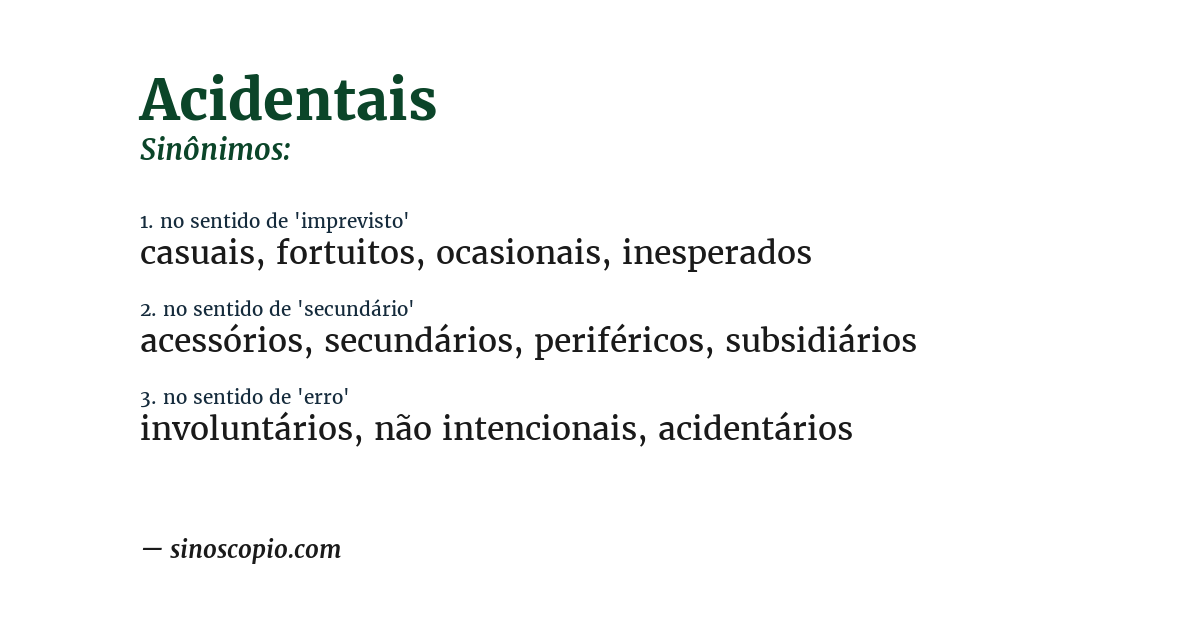 Sinônimo de acidentais