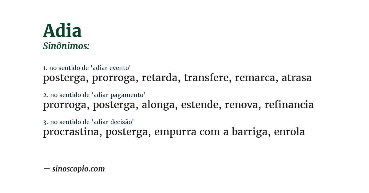 Sinônimo de adia