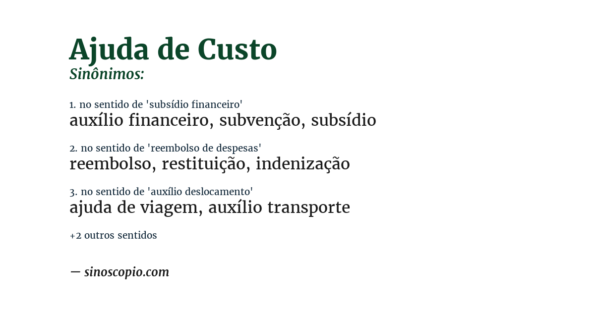 Sinônimo de ajuda de custo