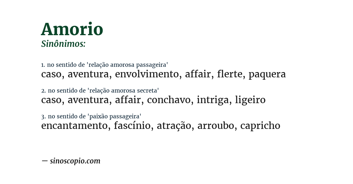 Sinônimo de amorio