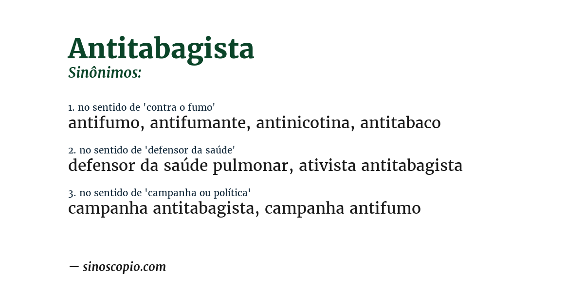 Sinônimo de antitabagista