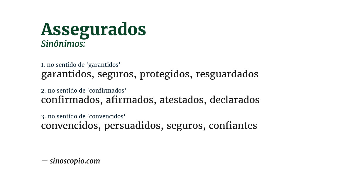 Sinônimo de assegurados