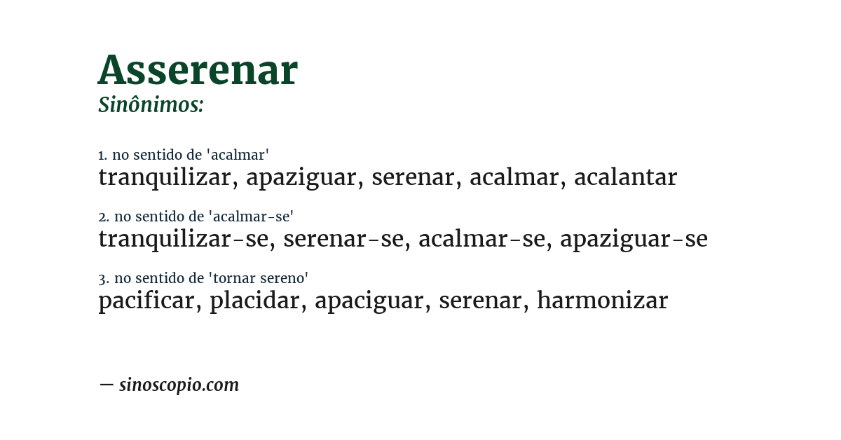 Sinônimo de asserenar