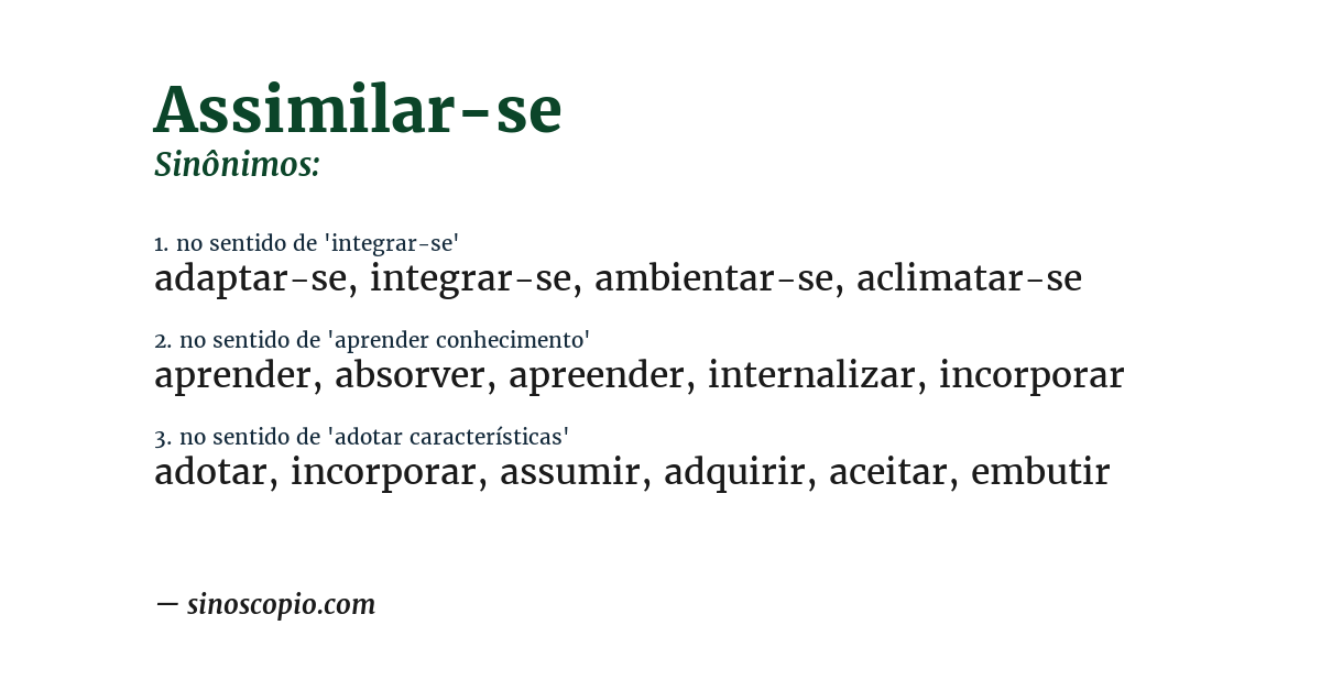 Sinônimo de assimilar-se