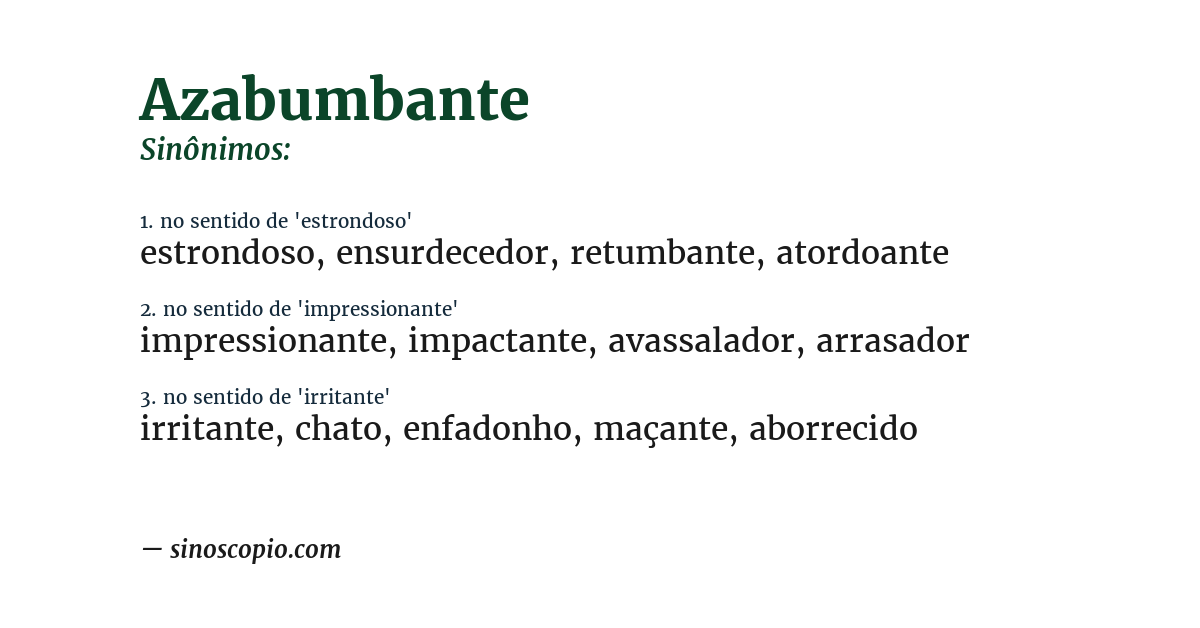 Sinônimo de azabumbante