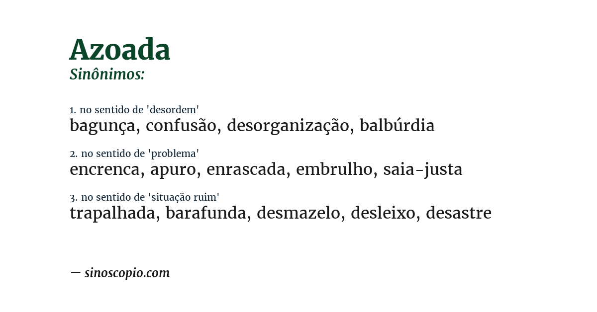 Sinônimo de azoada