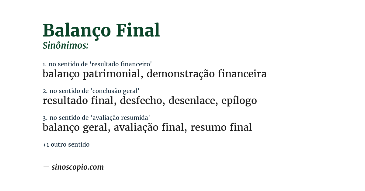 Sinônimo de balanço final