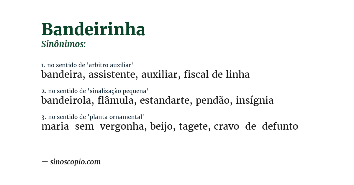 Sinônimo de bandeirinha