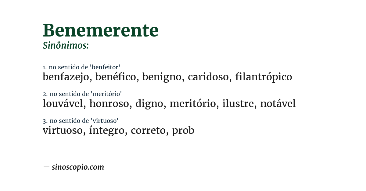 Sinônimo de benemerente