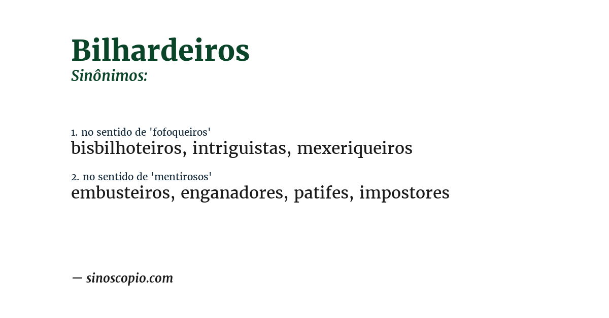 Sinônimo de bilhardeiros