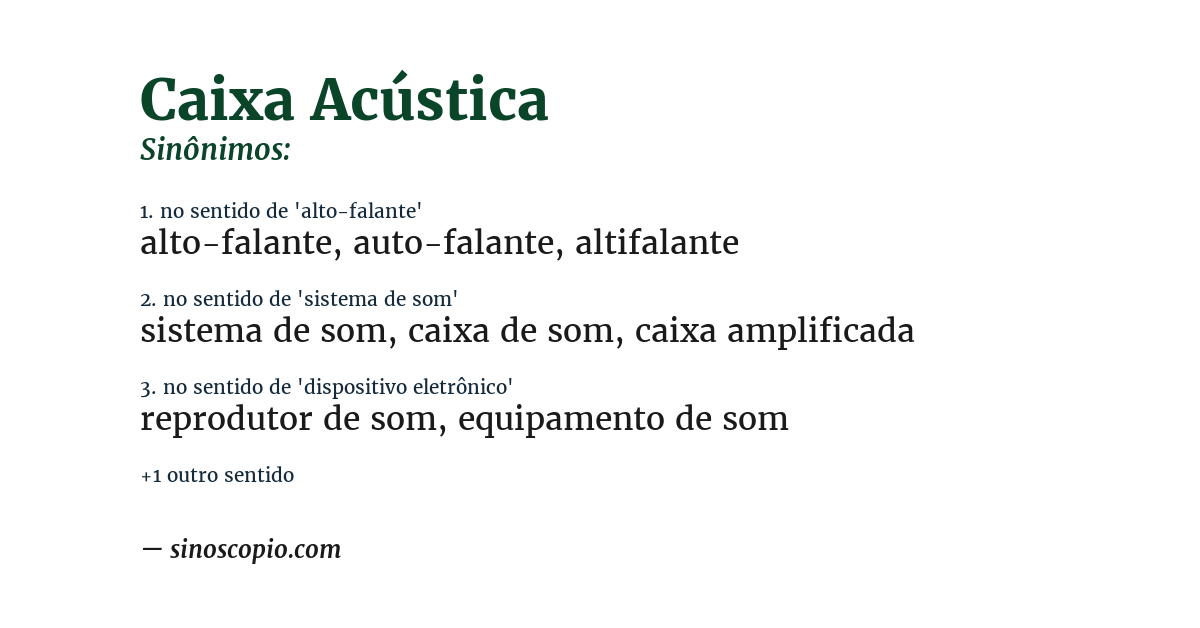 Sinônimo de caixa acústica