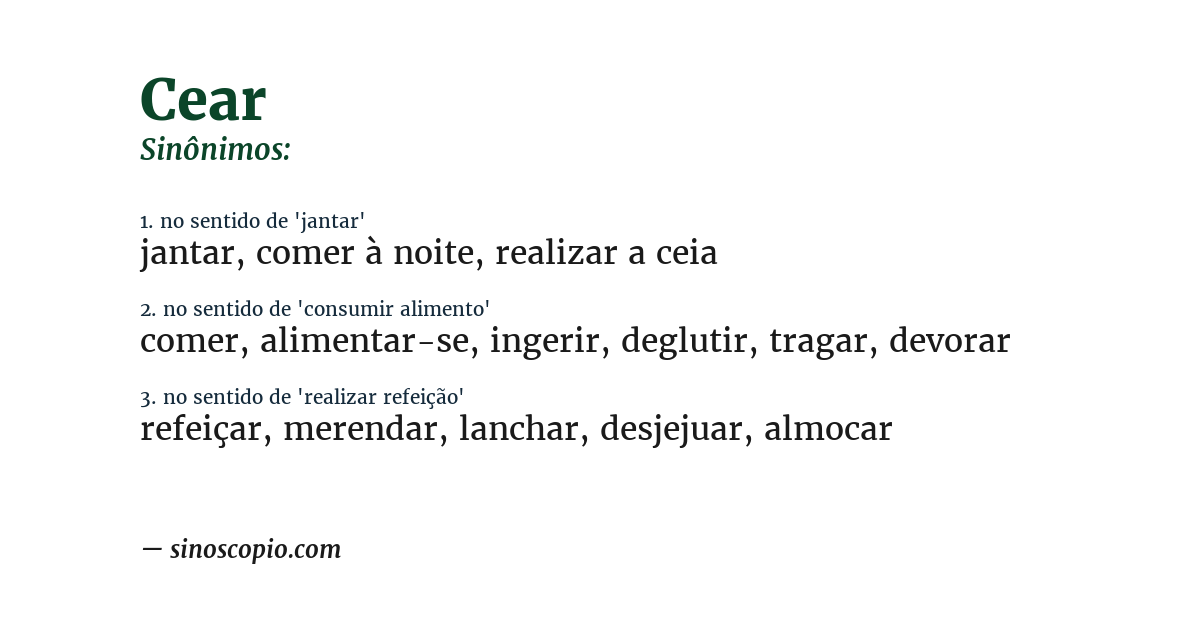 Sinônimo de cear