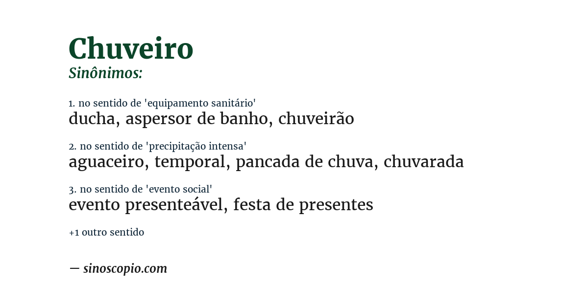Sinônimo de chuveiro